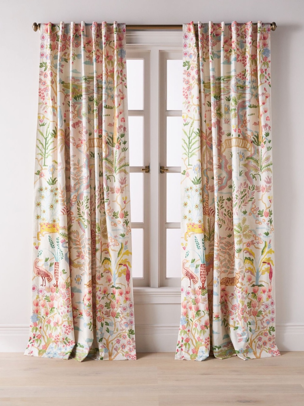 Anthropologie Organic Cotton Tales Menagerie Curtain Panel Single